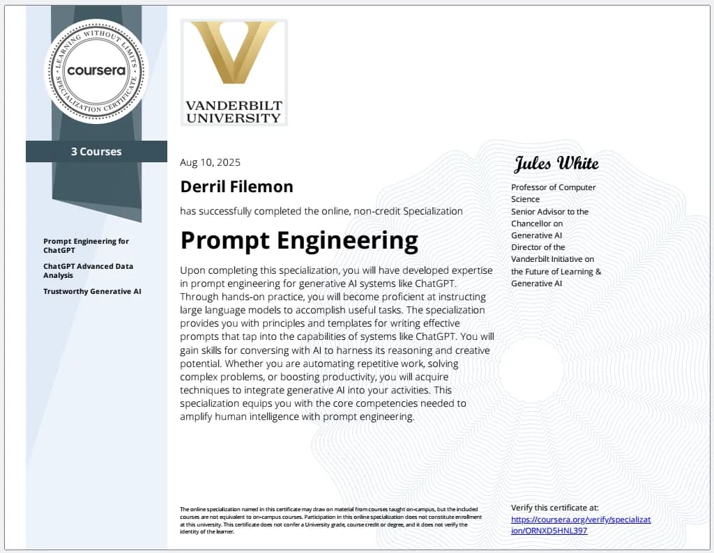 Prompt Engineering certificate