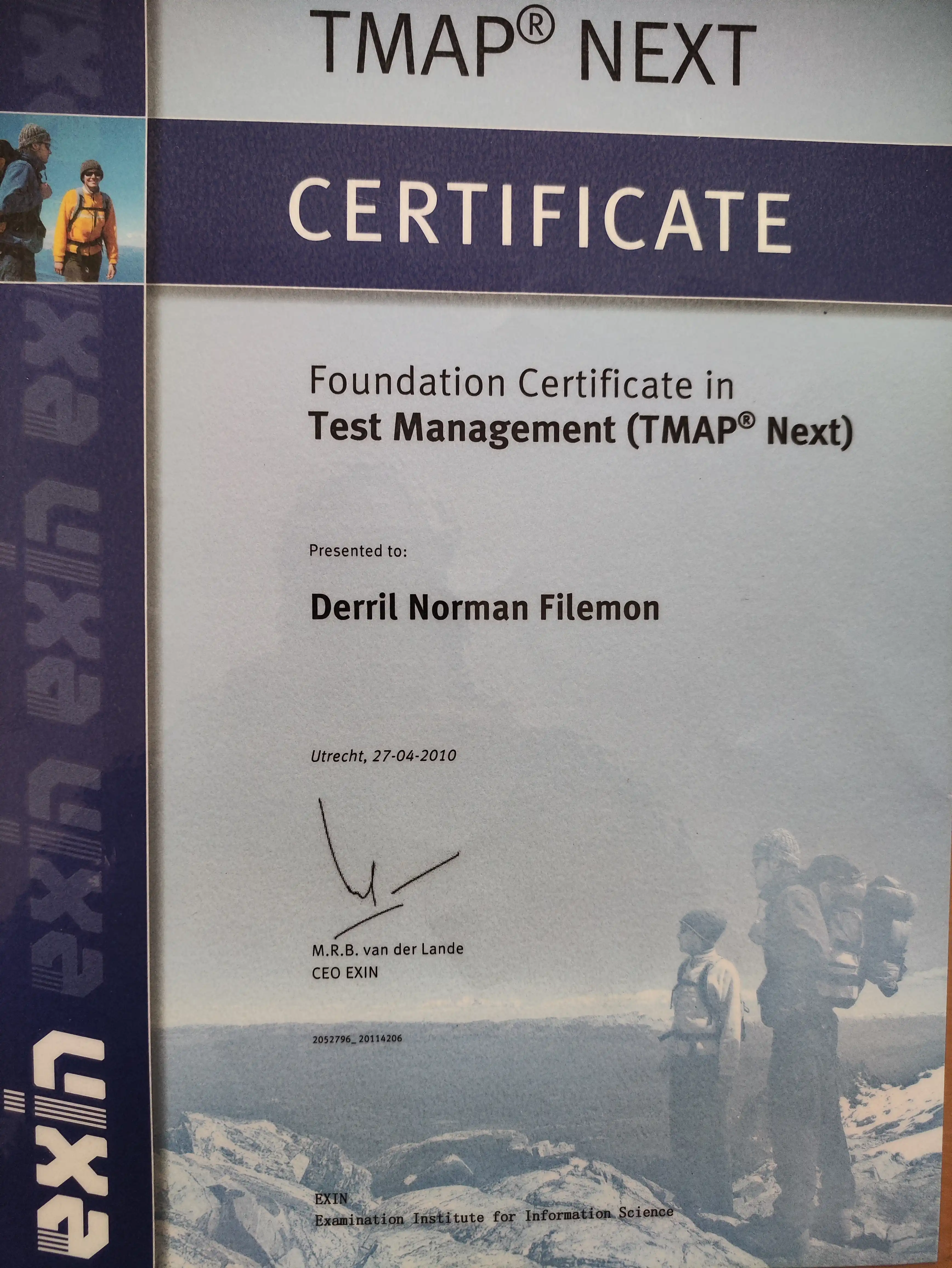 TMap NEXT® Software Testing - Test Management certificate