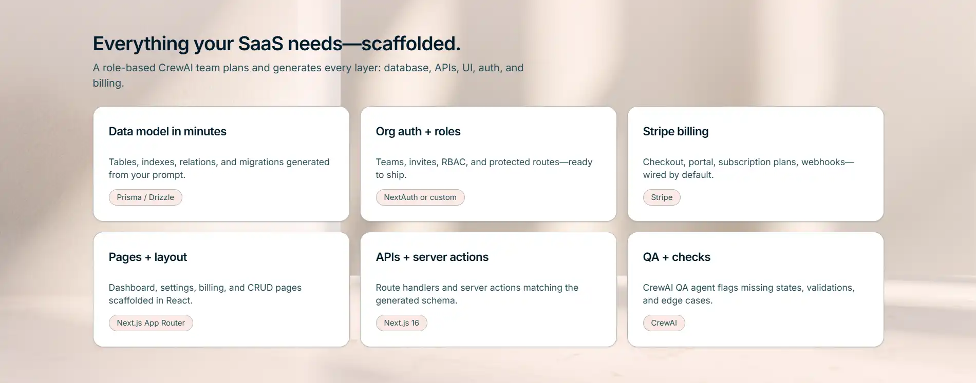 AI Powered Full Stack SaaS Builder dashboard (light mode)