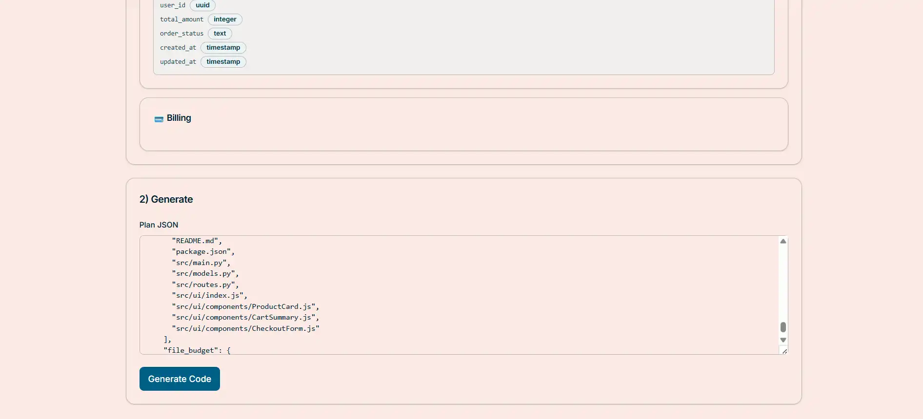 AI Powered Full Stack SaaS Builder project creation step 4 (light mode)