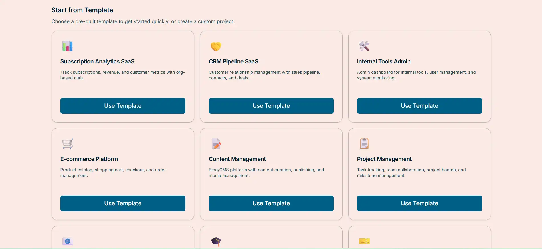 AI Powered Full Stack SaaS Builder template (light mode)